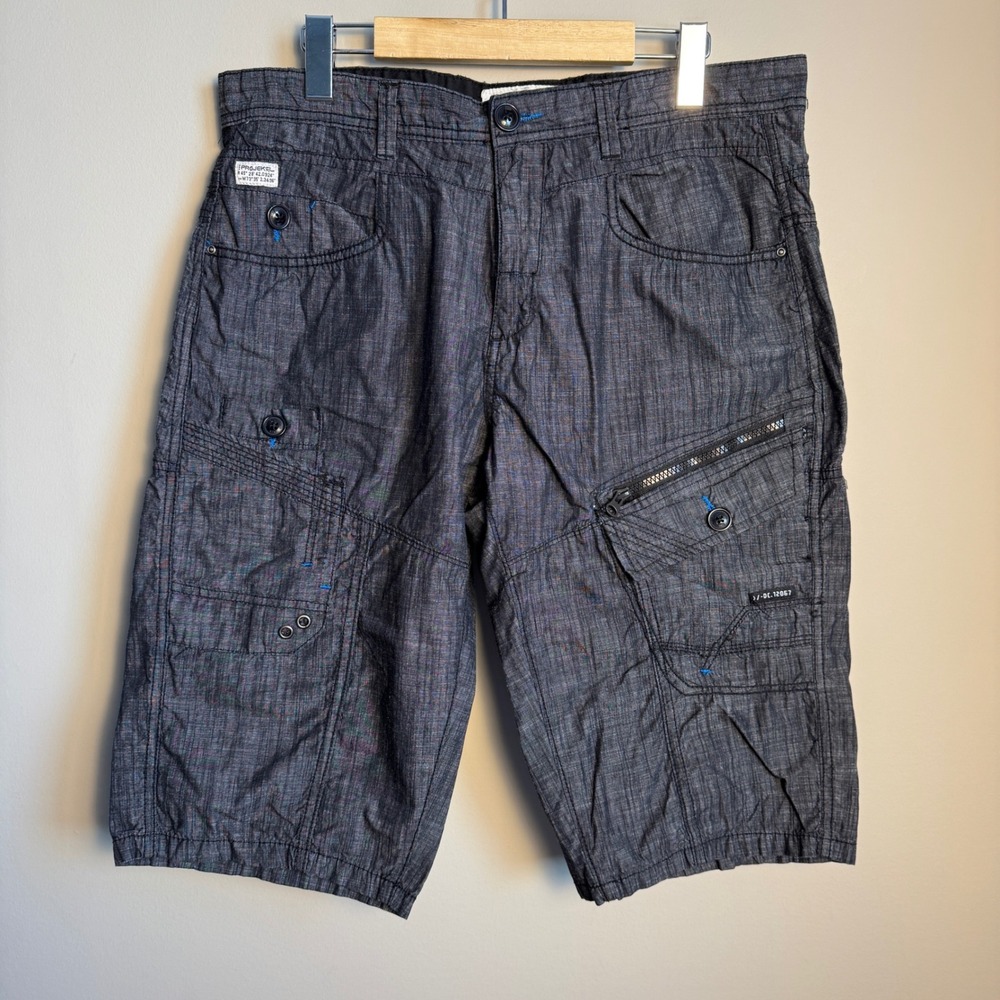 PROJEK Raw Premium Shorts Mens 34 Vintage Cargo Utility Chino Pocket‎ Gray Y2K